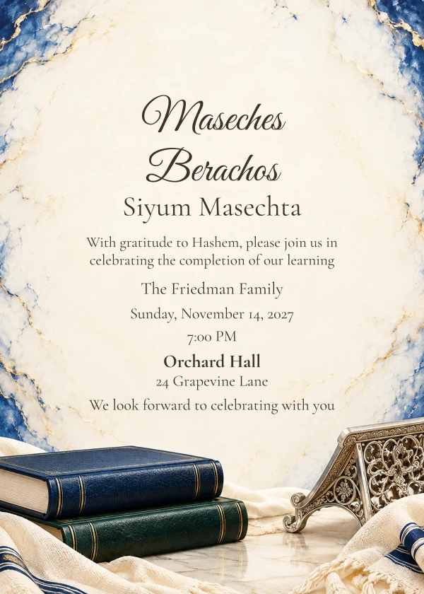 The Blue Library · Personal Letter — invitation sample with editable text
