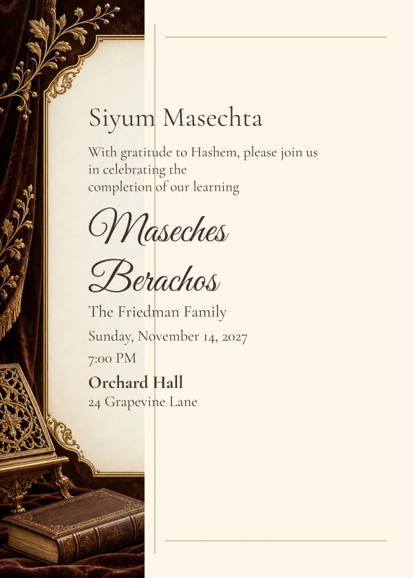 The Golden Study · Side Letter — invitation sample with editable text