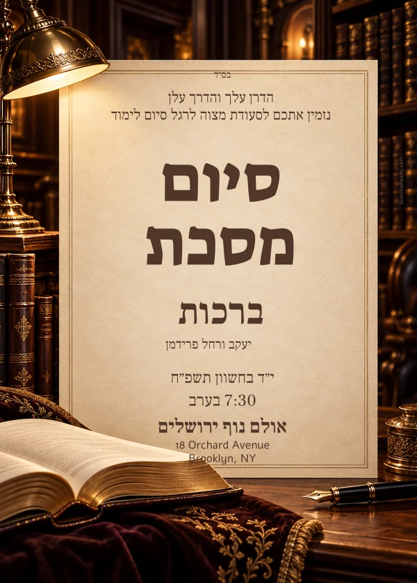 Lamplight & Learning — דוגמת הזמנה עם טקסט הניתן לעריכה