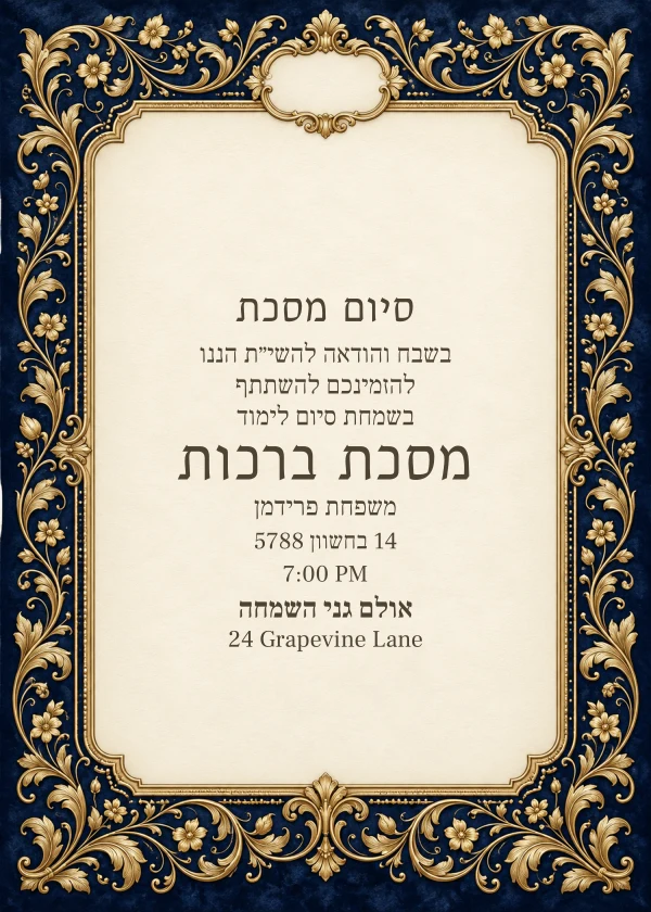 The Torah Estate — invitation sample with editable text