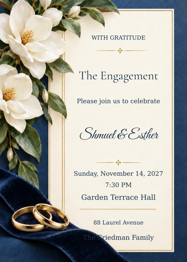 Magnolia & Velvet — invitation sample with editable text