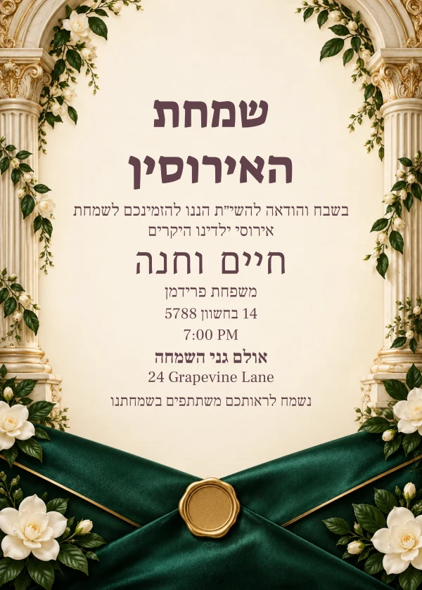 Emerald Envelope editable invitation