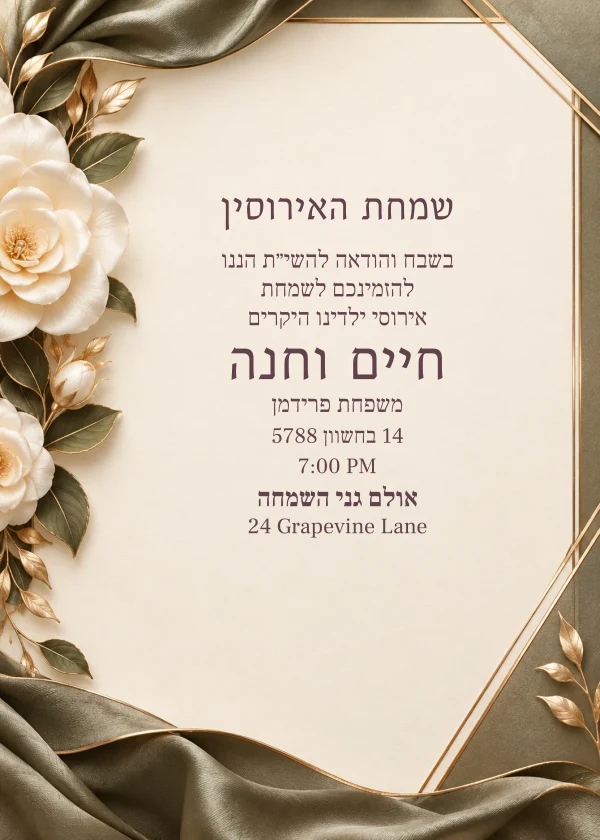 Ivory Camellia — invitation sample with editable text