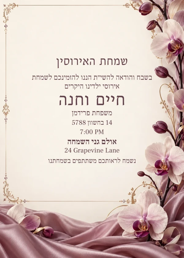 Mauve Orchids — invitation sample with editable text