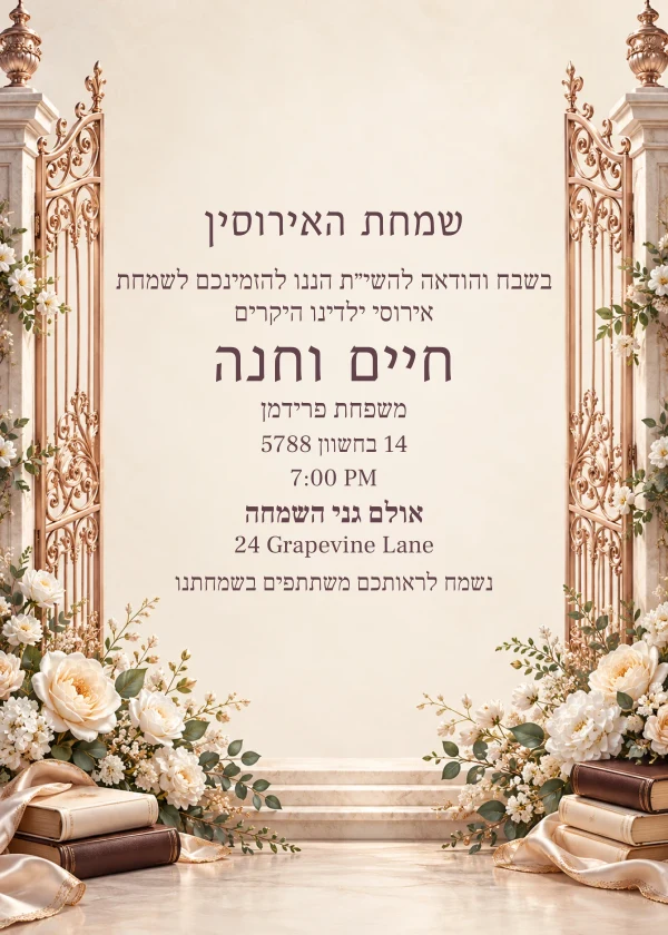 The Rose Gold Gate — invitation sample with editable text