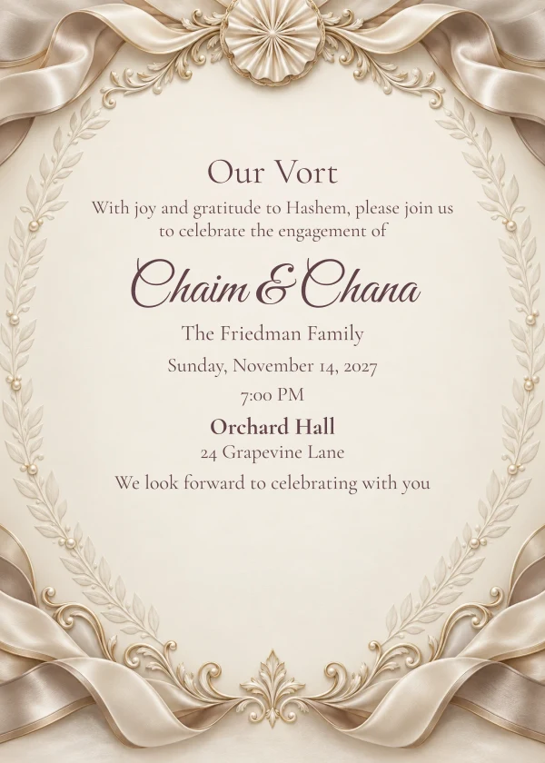 Silk Rosette — invitation sample with editable text