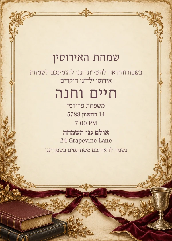 Tied Parchment — invitation sample with editable text