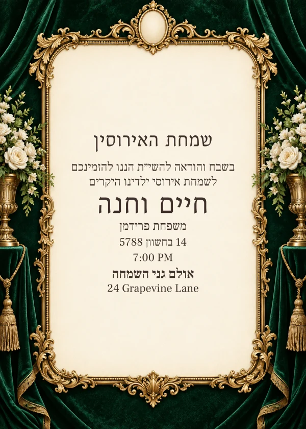 Emerald Salon · Heirloom — invitation sample with editable text