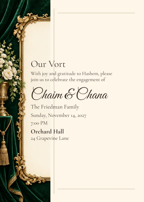 Emerald Salon · Side Letter — invitation sample with editable text