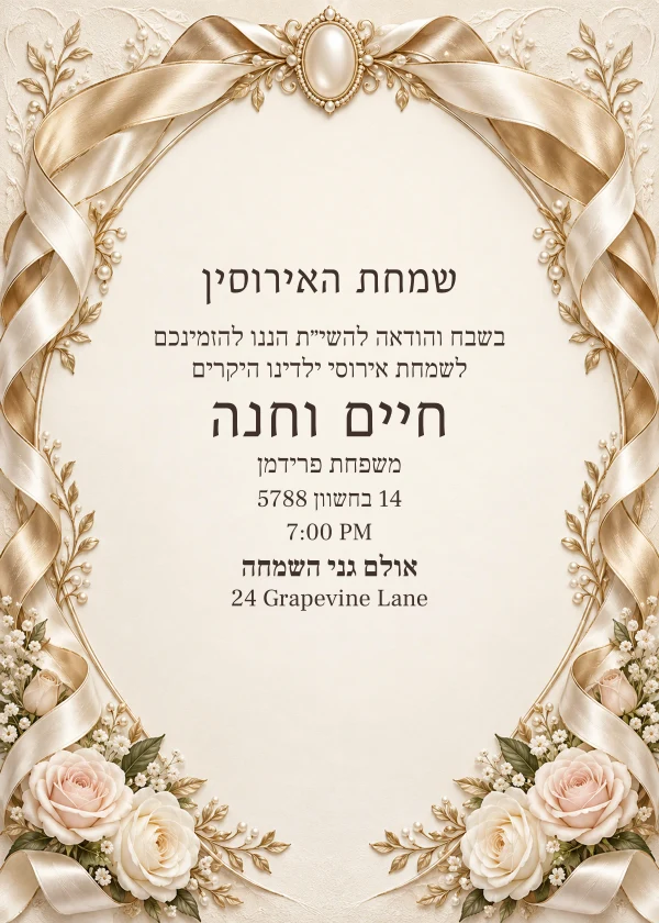 The Pearl Ribbon · Heirloom — invitation sample with editable text