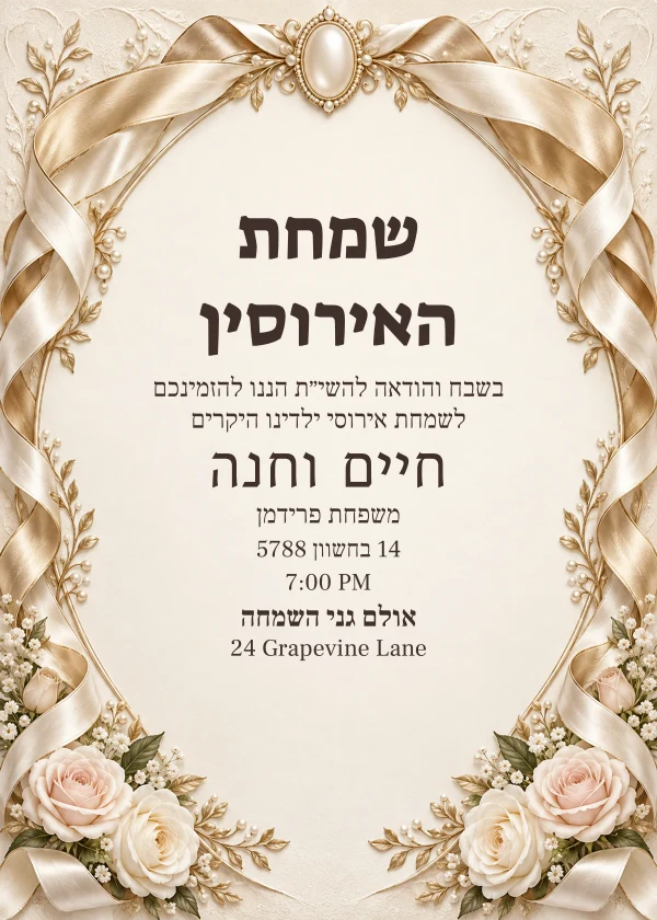 The Pearl Ribbon · Grand Lettering — invitation sample with editable text