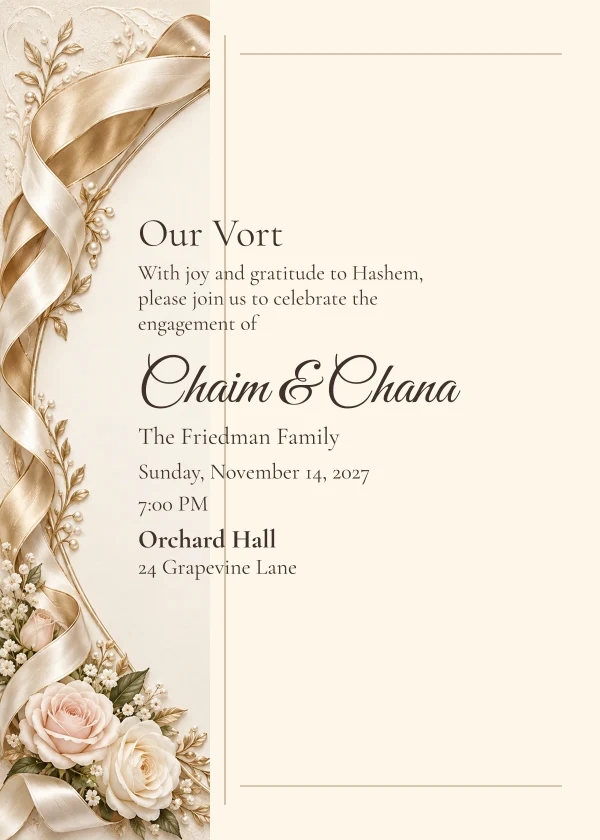 The Pearl Ribbon · Side Letter — invitation sample with editable text