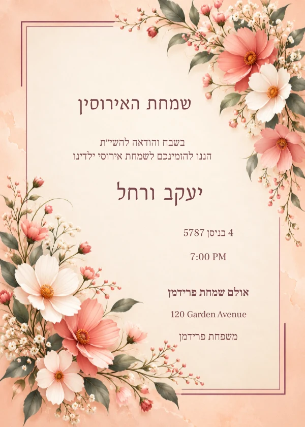 Cosmos & Ivory — invitation sample with editable text