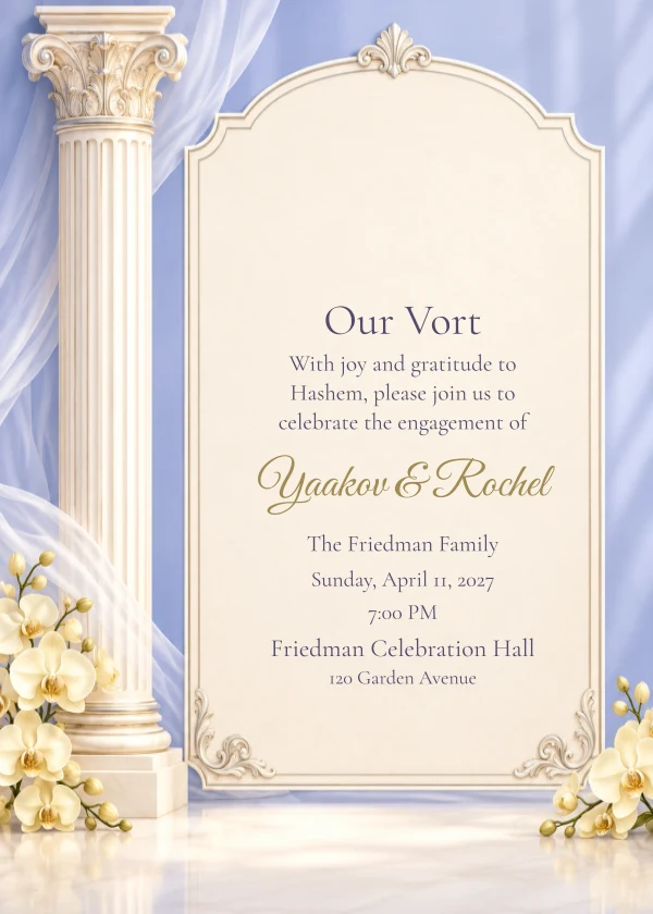 Periwinkle Orchid — invitation sample with editable text