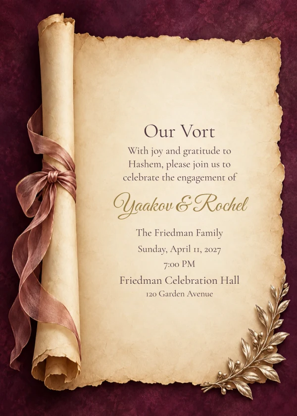 Plum Parchment — invitation sample with editable text