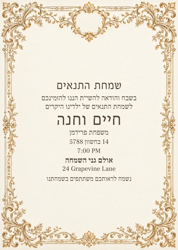 Champagne Tenoyim — invitation sample with editable text