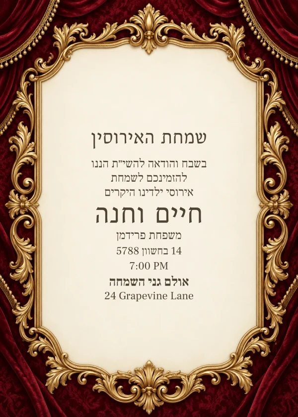 Velvet Vort — invitation sample with editable text