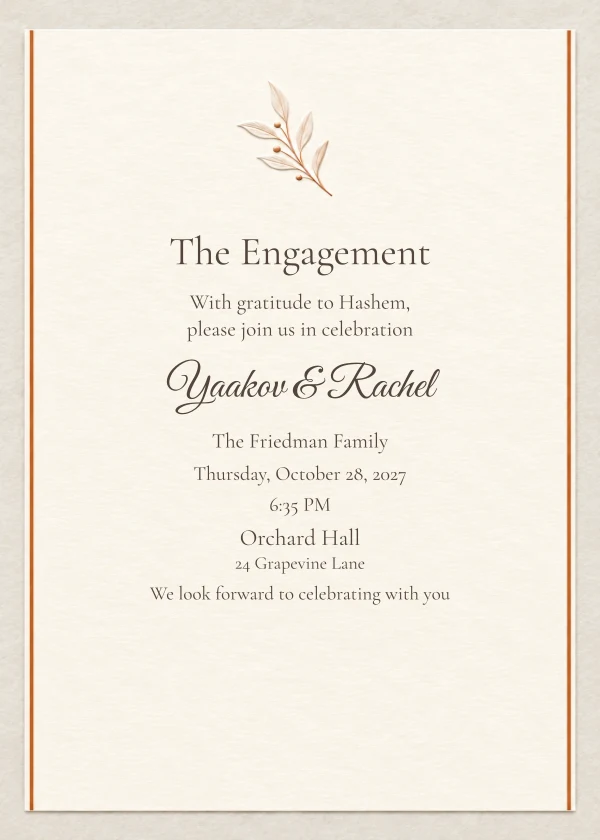 Ivory Leaf Suite · English — invitation sample with editable text