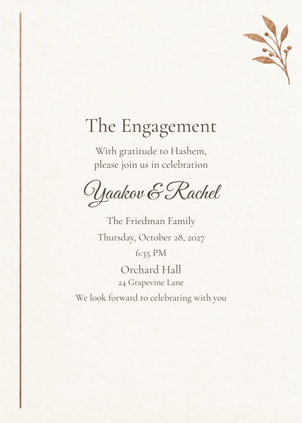 Ivory Leaf Letter — invitation sample with editable text