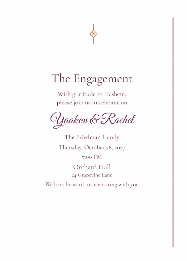 Plum Fine Line — invitation sample with editable text