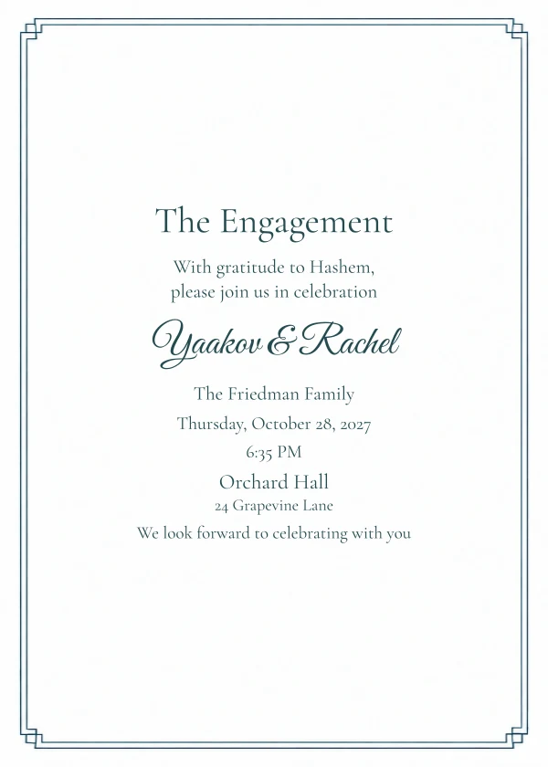 Teal Art Deco — invitation sample with editable text