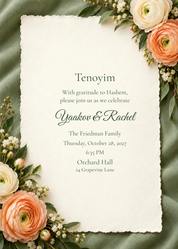 Ranunculus & Sage — invitation sample with editable text
