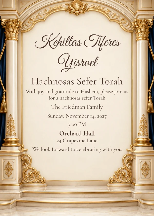 The Golden Aron — invitation sample with editable text