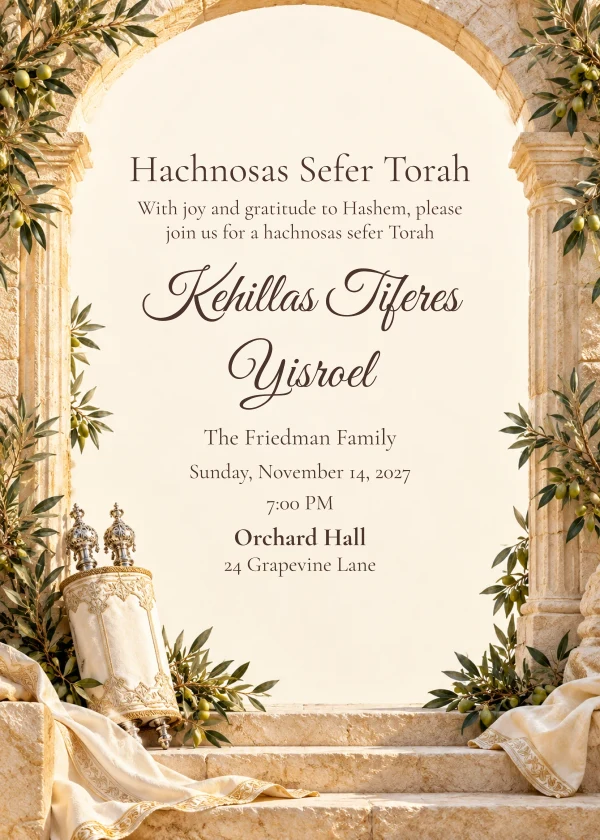 Jerusalem Stone — invitation sample with editable text