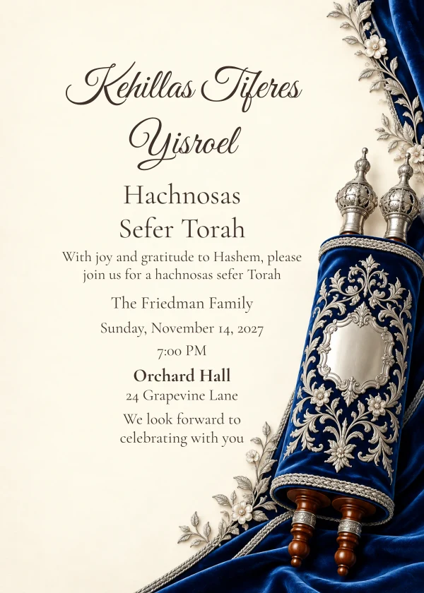 Sapphire Torah · Personal Letter — invitation sample with editable text