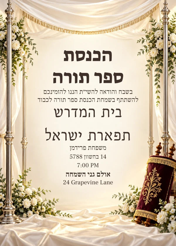 Under the Canopy · Grand Lettering — דוגמת הזמנה עם טקסט הניתן לעריכה