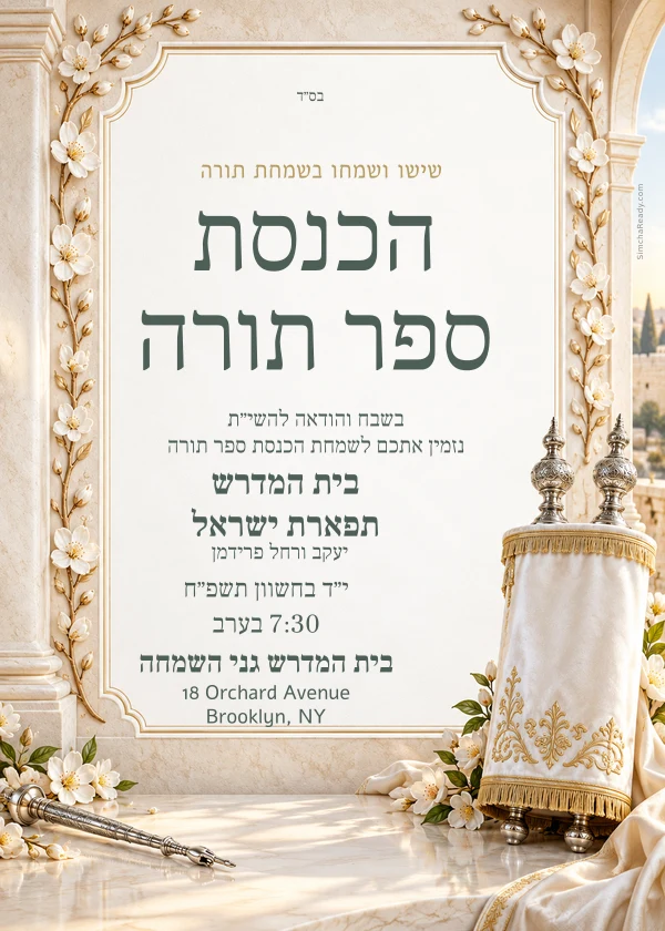 Ivory Dedication — דוגמת הזמנה עם טקסט הניתן לעריכה