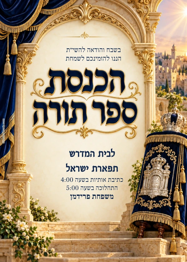 Regal Indigo · Sefer Torah — invitation sample with editable text