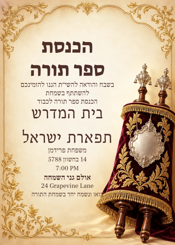 The Torah Procession — invitation sample with editable text