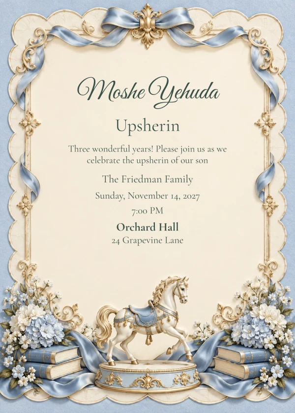 The Blue Carousel — invitation sample with editable text