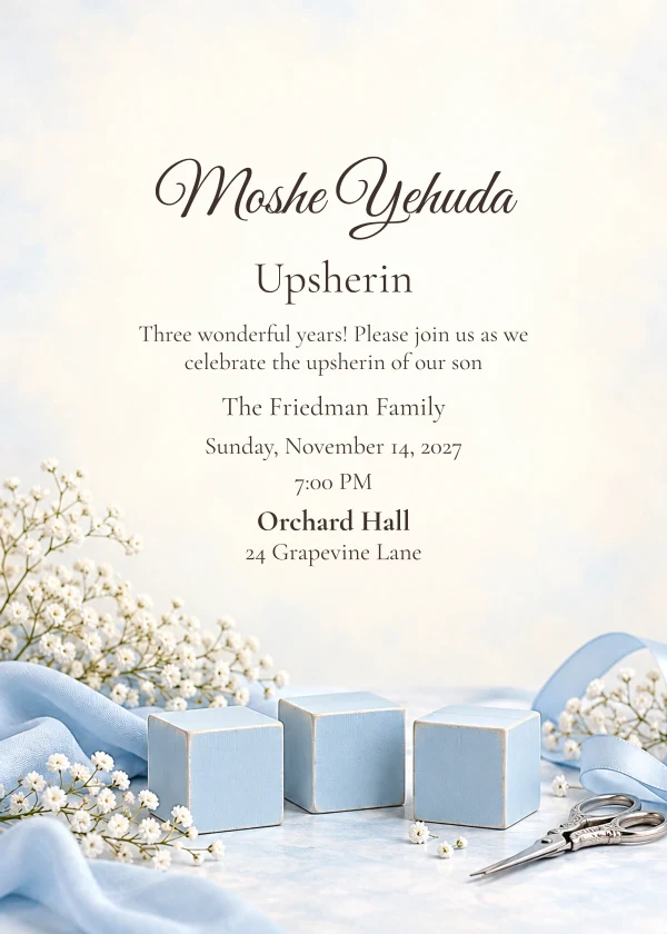 Blue Childhood · Personal Letter — invitation sample with editable text