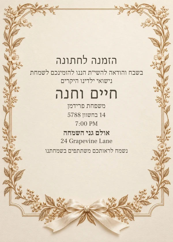 Champagne Engraved — invitation sample with editable text