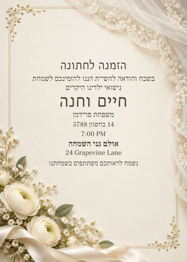 Champagne Veil — invitation sample with editable text