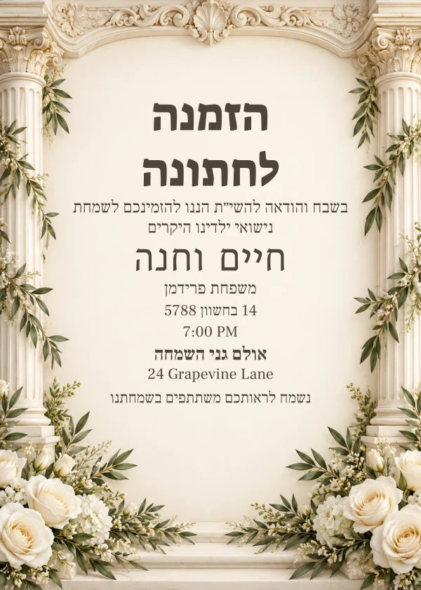 Ivory Columns — invitation sample with editable text