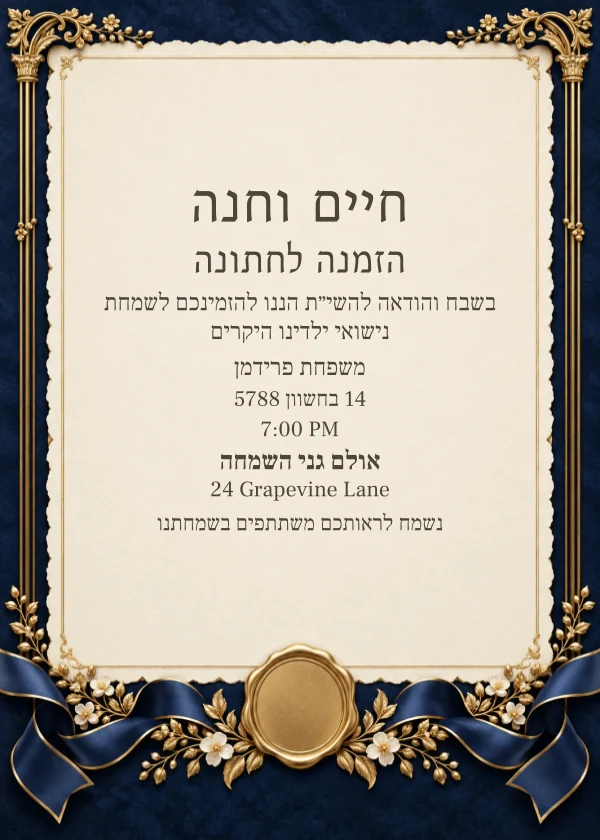 Midnight Formal — ביישפיל פון אן איינלאדענונג מיט טעקסט וואס מען קען טוישן