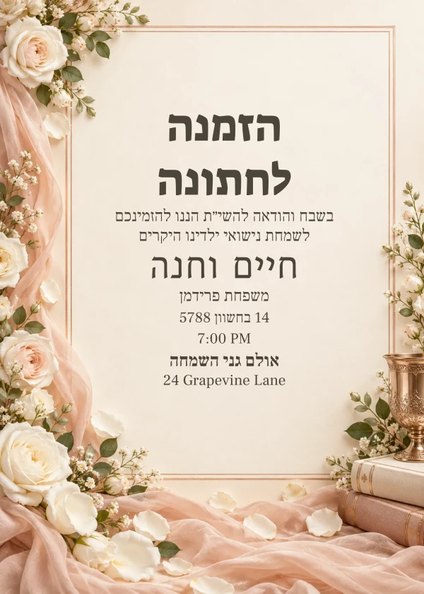Rose Chiffon — invitation sample with editable text