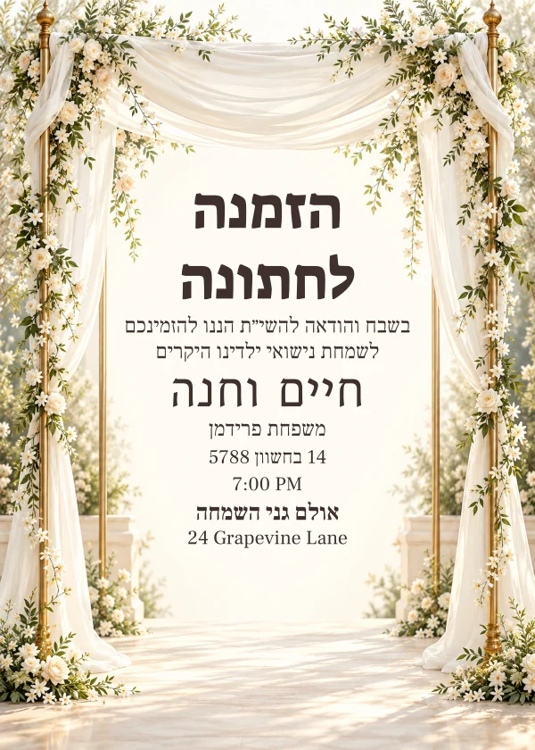 The Garden Chuppah · Grand Lettering — invitation sample with editable text