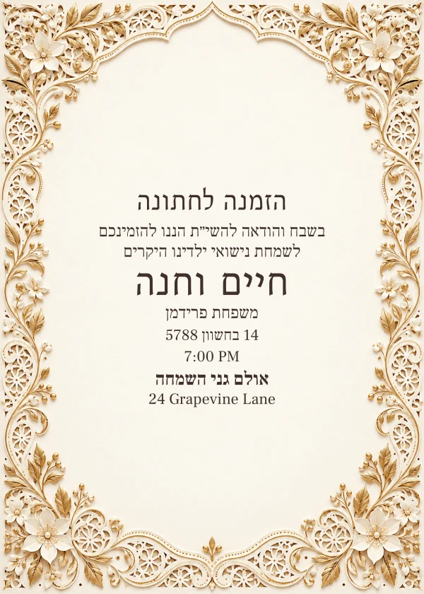 Golden Lace · Heirloom — invitation sample with editable text