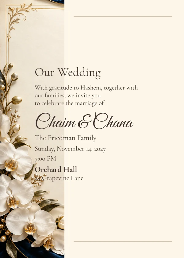 Midnight Ribbon · Side Letter — invitation sample with editable text