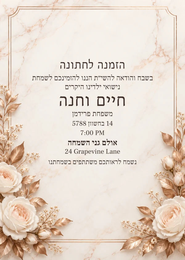 Rose Marble · Heirloom — invitation sample with editable text