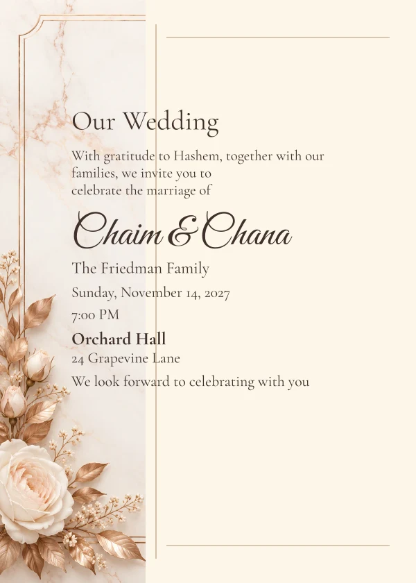 Rose Marble · Side Letter — invitation sample with editable text
