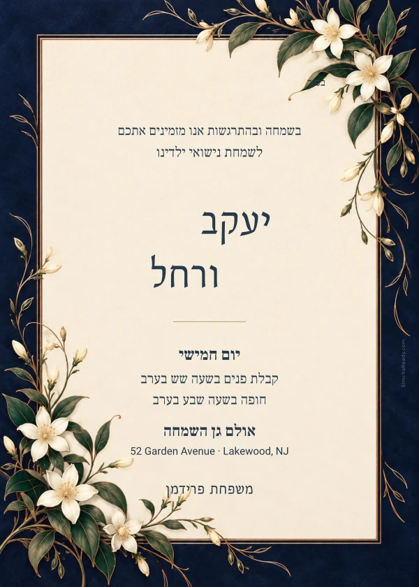 Midnight Garden — invitation sample with editable text