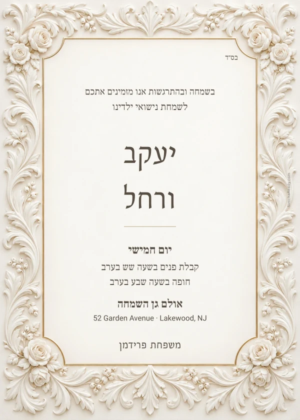 White Bas Relief — invitation sample with editable text
