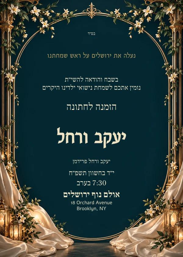 Midnight Chuppah — invitation sample with editable text
