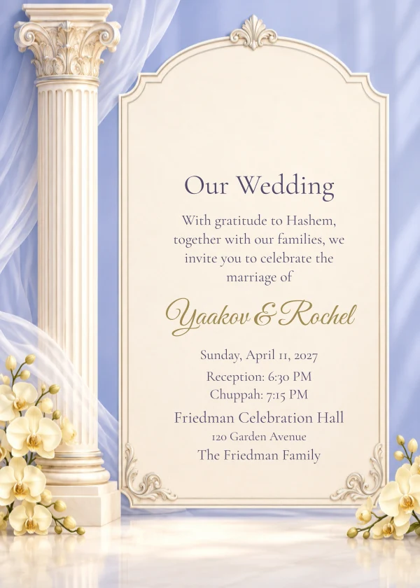 Periwinkle Orchid — invitation sample with editable text