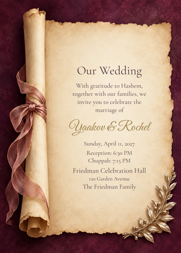 Plum Parchment — invitation sample with editable text